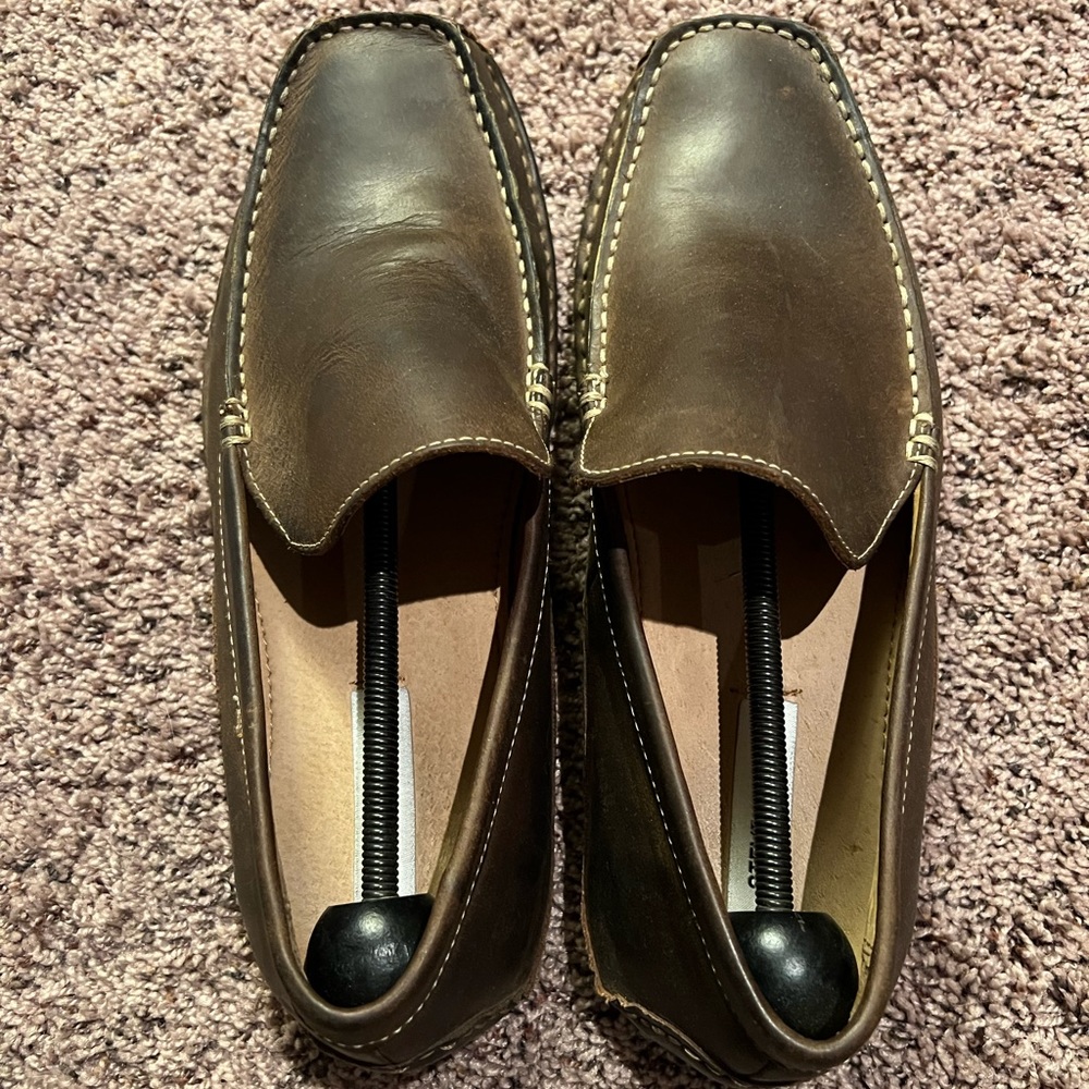 Steve Madden Men’s Novo Classic Brown Leather Driving Slip On Loafers, size 11.5